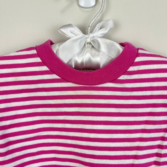 Vintage Tucker's Toes Pink Striped T-Shirt Romper 6-9 Months USA - Picture 2 of 6
